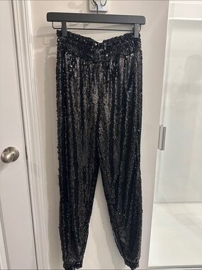 Black Sequin Jogger Pants